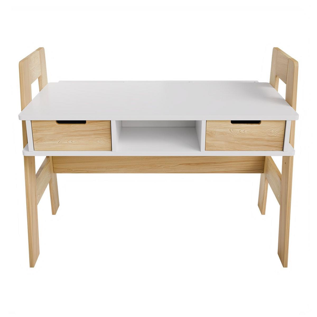 KINDERSCHREIBTISCH Fietje weiß höhenverstellbar - Weiß, Holz (94/76/63cm) - Juskys