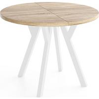 ESSTISCH Vero rund ausziehbar verlängerbar, Eiche Sonoma Hellbraun 80-130/80/77 cm - Weiß/Sonoma Eiche, Holz/Holzwerkstoff (80/130/77cm) - WFL GROUP