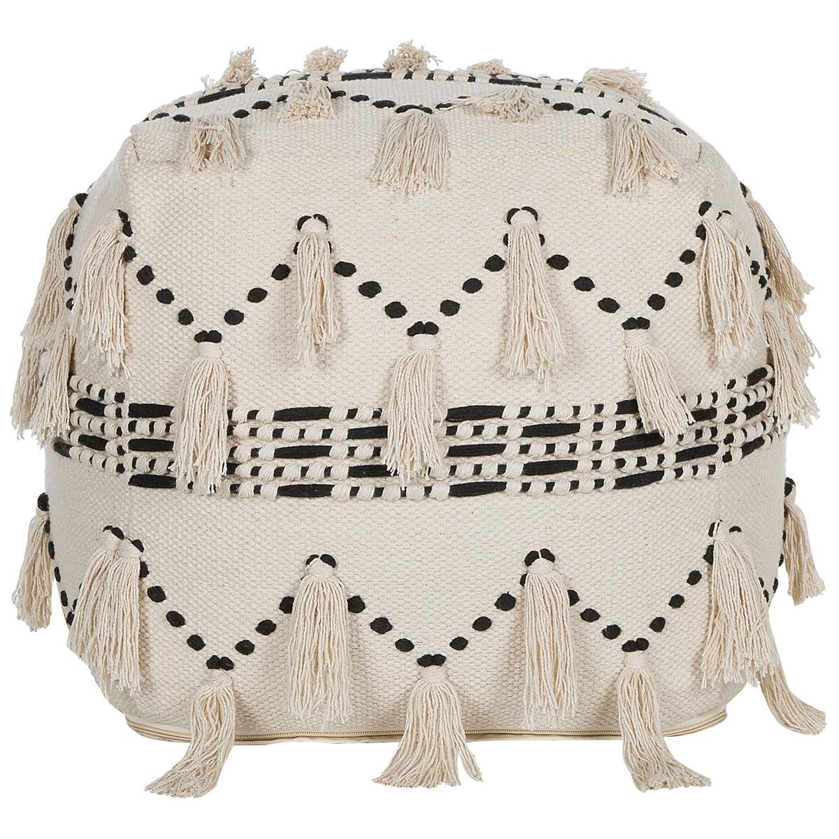 POUF Thondi 50/50/50 cm - Beige, Naturmaterialien/Textil (50/50/50cm) - Beliani
