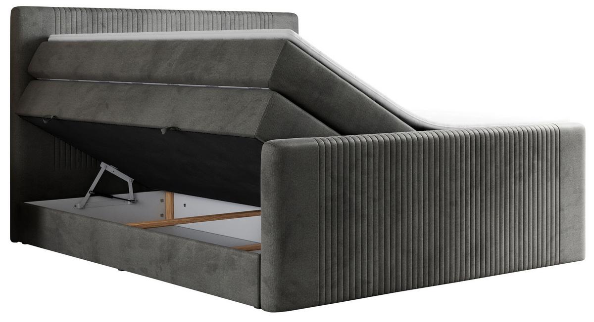 BOXSPRINGBETT KING DOREN 160/200 Dunkelgrau Velvet - H3 - Dunkelgrau, Holz/Textil (160/200cm) - MKS