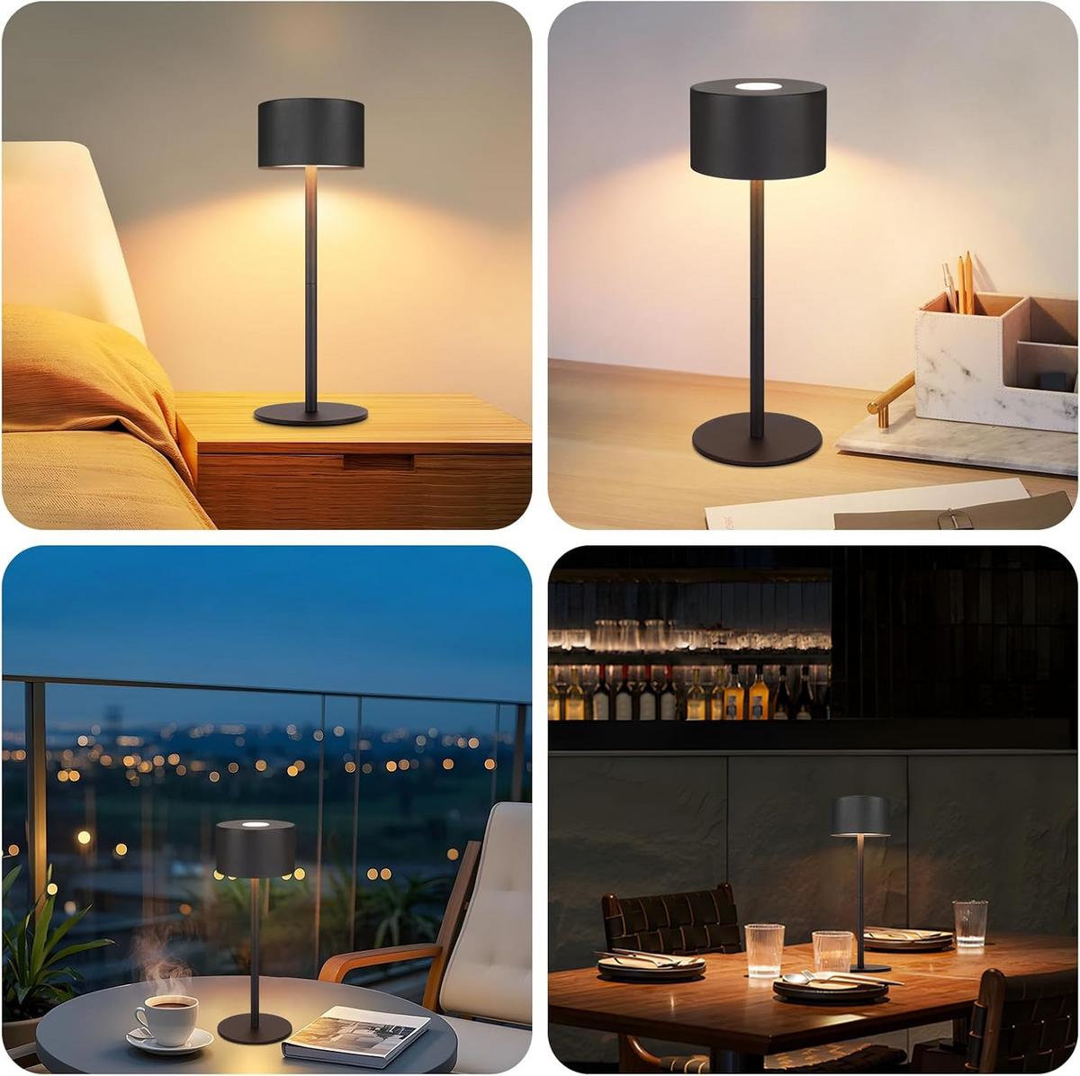 TISCHLAMPE Deltann 9/9/25 cm （2er-set） - Schwarz, Kunststoff/Metall (9/9/25cm) - ZMH