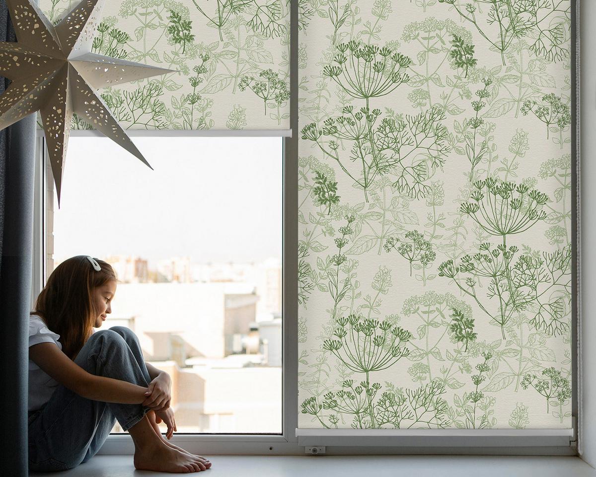 INNENROLLO - Fensterrollo - Rollo - 120x140 cm - Grüne Pflanzen - Grün, Kunststoff (120/140/0.5cm) - TULUP