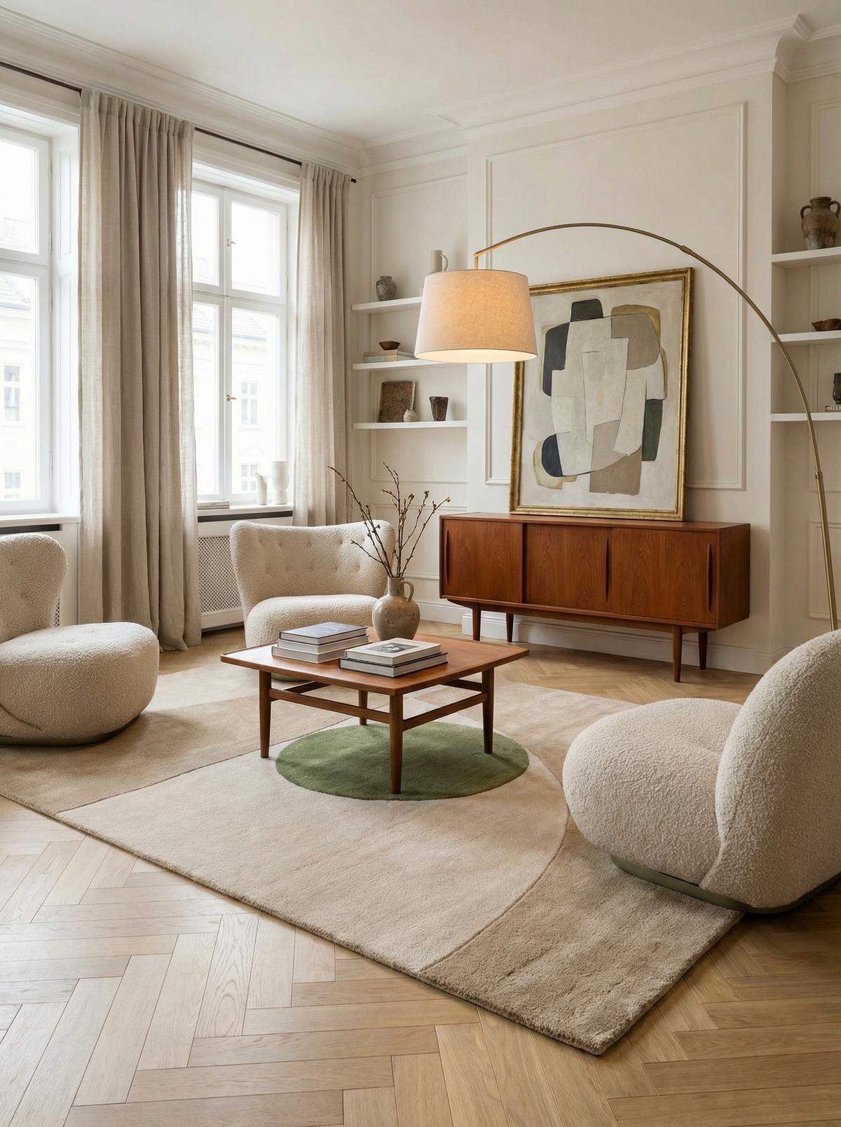 WOLLTEPPICH ELAN-Maas, geometrisch-abstrakt, Beige, 120 x 170 cm - Beige, Textil (170/120cm) - KADIMA DESIGN