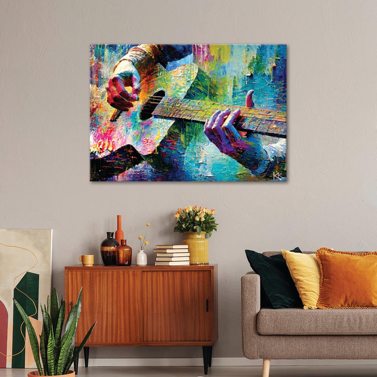 WANDBILD gitarre musik bunt - Multicolor, Textil (60/40cm) - Feeby