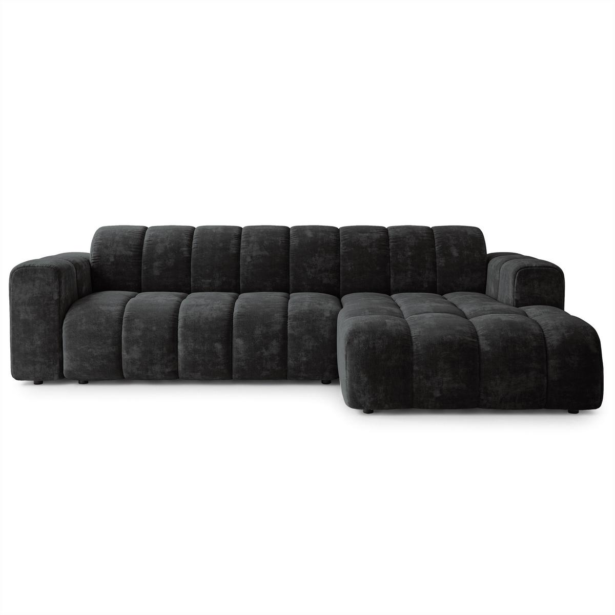 ECKSOFA SETIA LM R-S Schwarz Chenille - Schwarz, Holzwerkstoff (304/165cm) - MASSENO