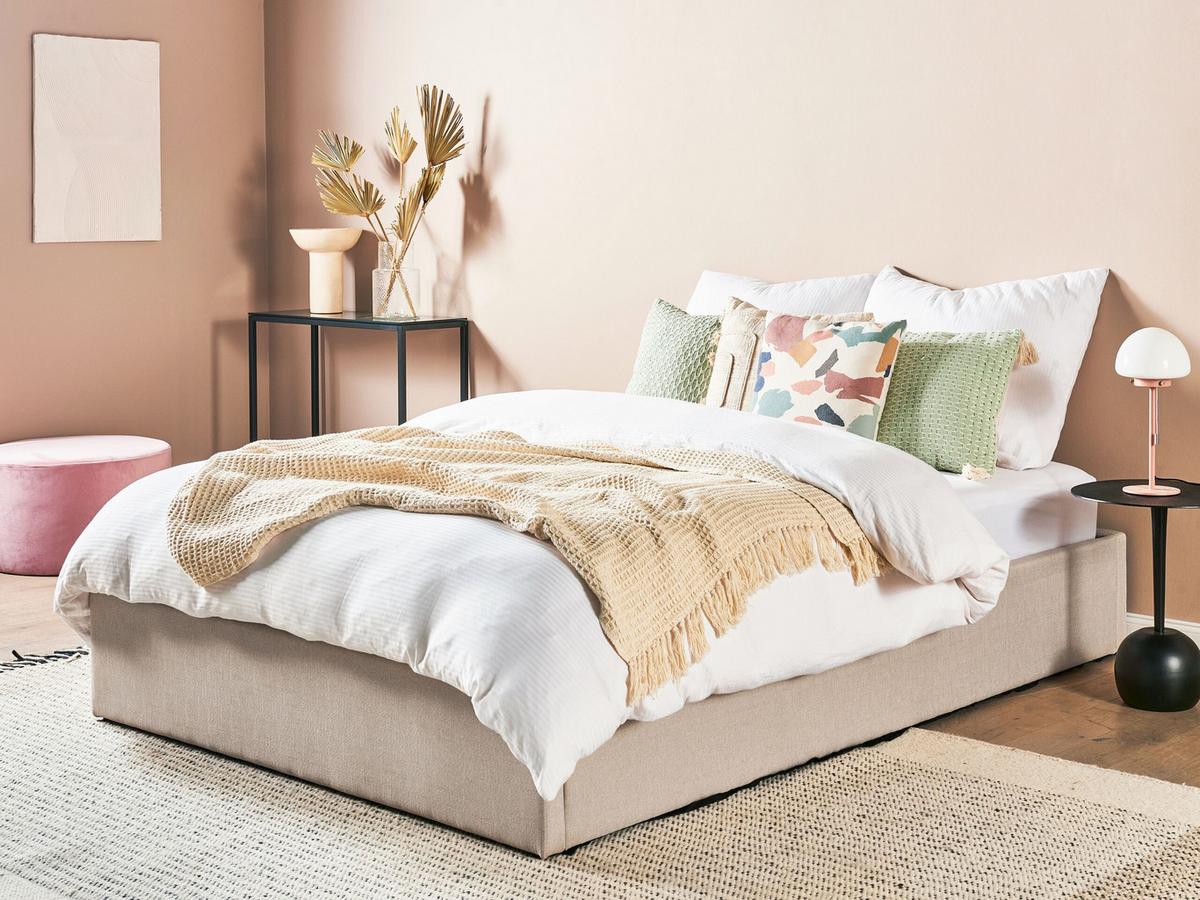 POLSTERBETT 140/200cm Beige Dinan - Beige, Holz/Textil (140/200cm) - Beliani