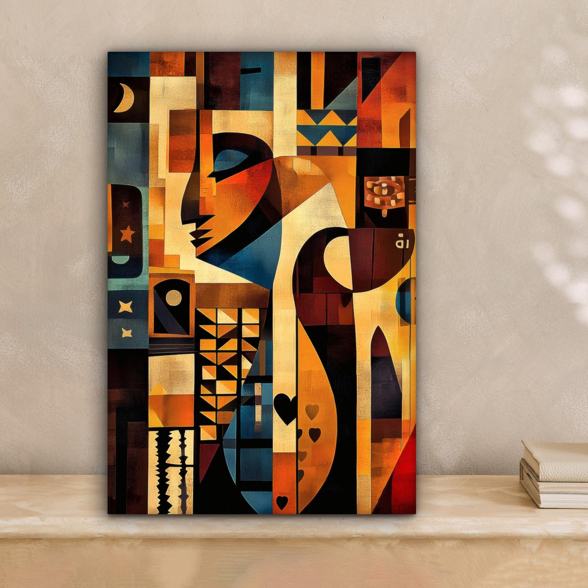 LEINWANDBILD Figuren - Abstrakt - Symbole Deko Wohnzimmer 20x30 cm - Terracotta, Textil (20/30cm) - MuchoWow
