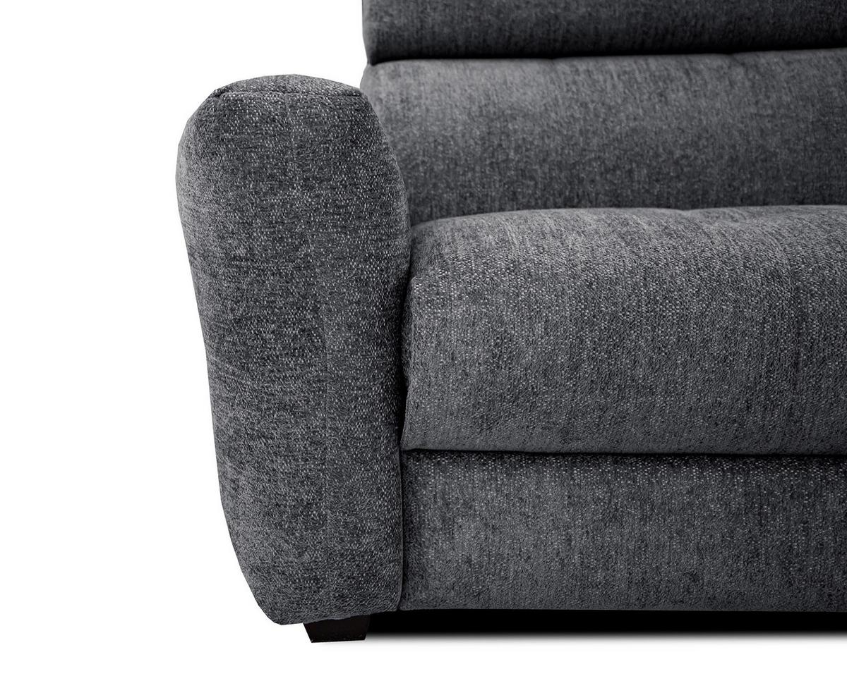 SOFA CALVERA 3-Sitzer mit 1 Relaxfunktion, graphitfarben - Graphitfarben/Schwarz, Holzwerkstoff/Textil (204/79/106cm) - Wozimo