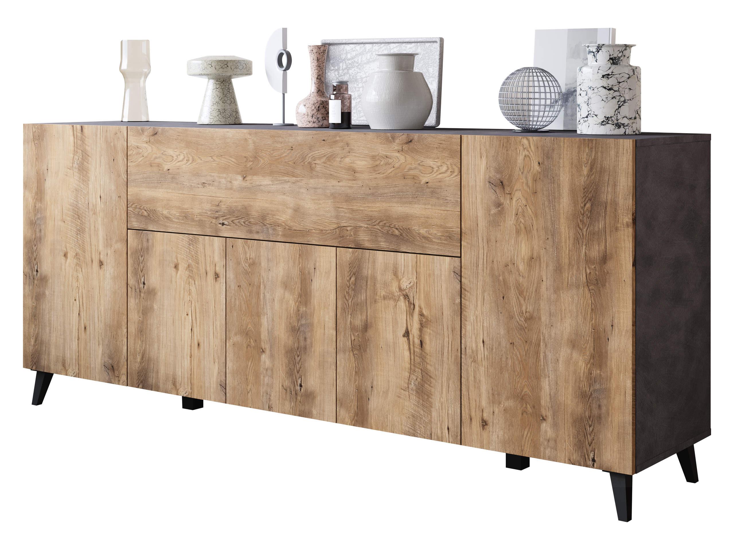 SIDEBOARD Phuket 180 - Schwarz/Braun, Holzwerkstoff/Kunststoff (180/76/38cm) - MIRJAN24