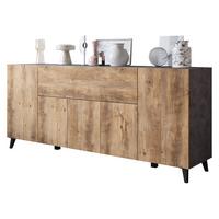 SIDEBOARD Phuket 180 - Schwarz/Braun, Holzwerkstoff/Kunststoff (180/76/38cm) - MIRJAN24