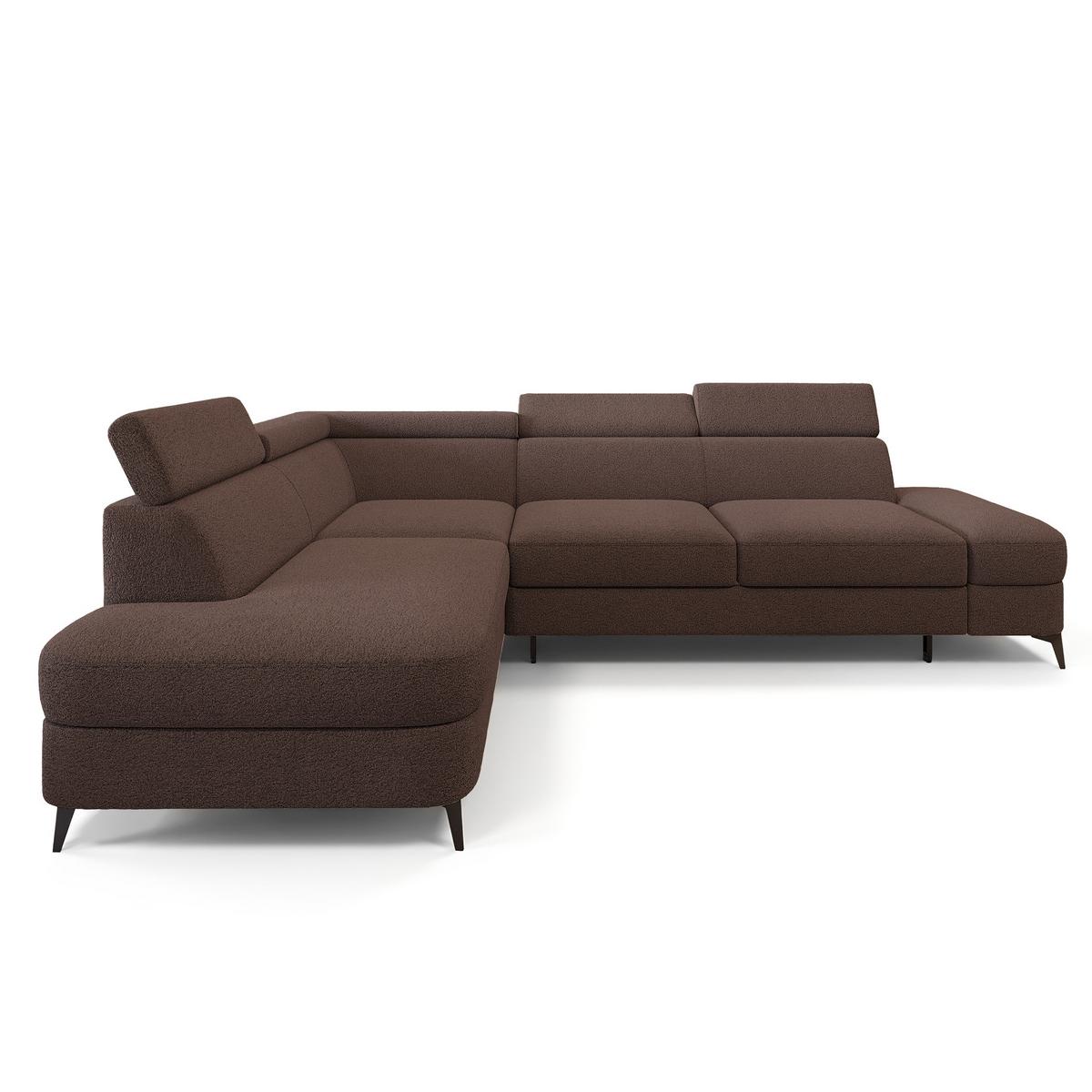 ECKSOFA AVISE Q L-S Braun Boucle-Stoff mit Schlaffunktion - Braun, Holzwerkstoff/Textil (268/195cm) - MASSENO