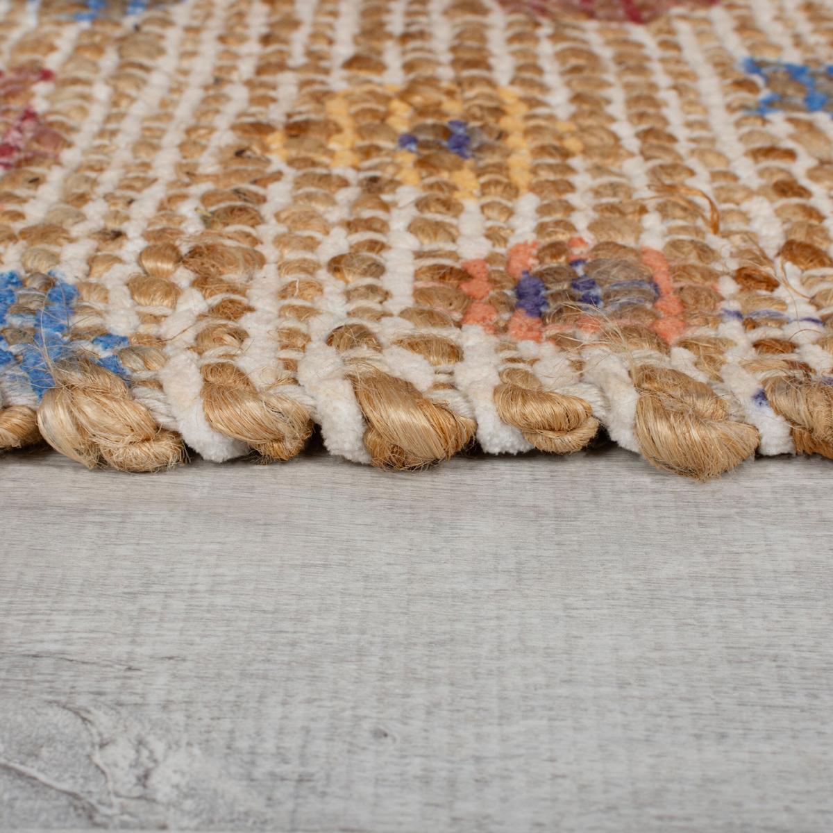 JUTETEPPICH handgewebt AVILL, im Boho-Stil, Natur-Blau, 200 x 290 cm - Beige, Textil (290/200cm) - KADIMA DESIGN