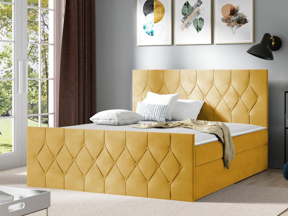 BOXBETT Sky Lux - H3 - Gelb, Holz (160/200cm) - MIRJAN24