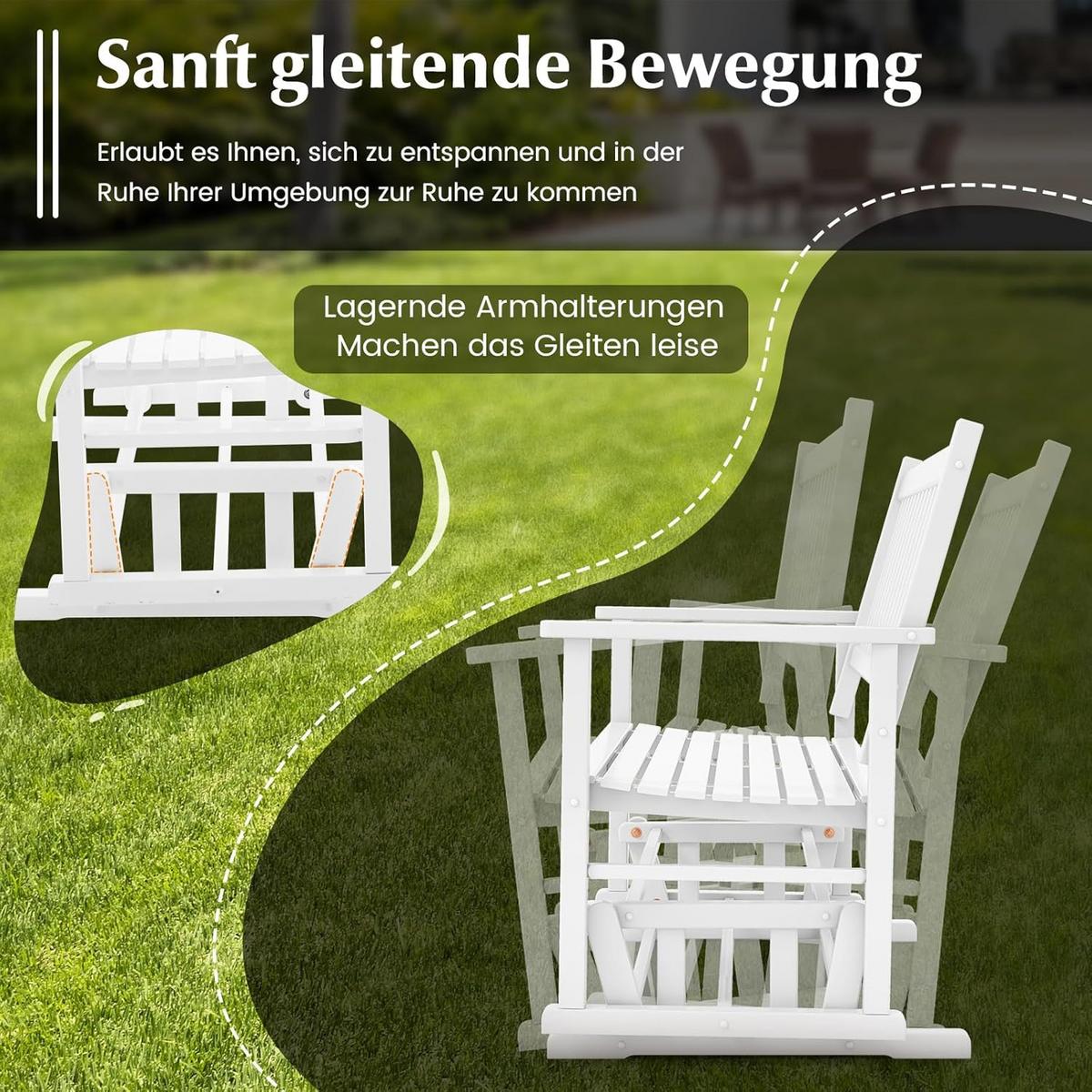 SCHAUKELBANK Weiß - Weiß, Holz (126/100/68cm) - COSTWAY