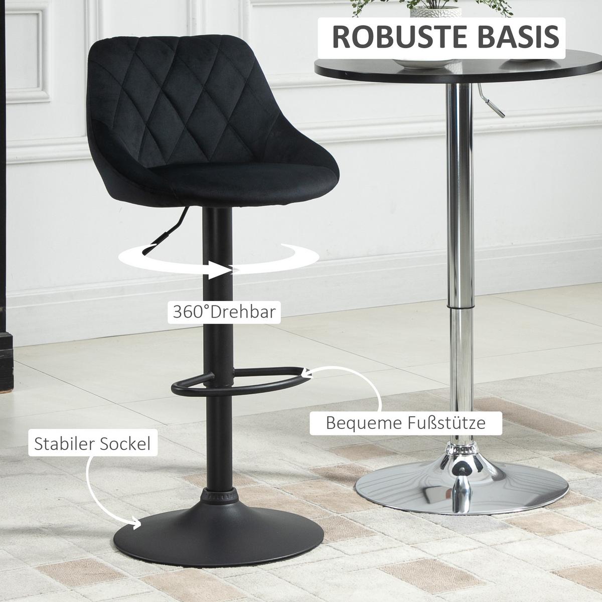 BARHOCKER 2ER-SET höhenverstellbar, Schwarz - Schwarz, Kunststoff (46/104/48cm) - HOMCOM