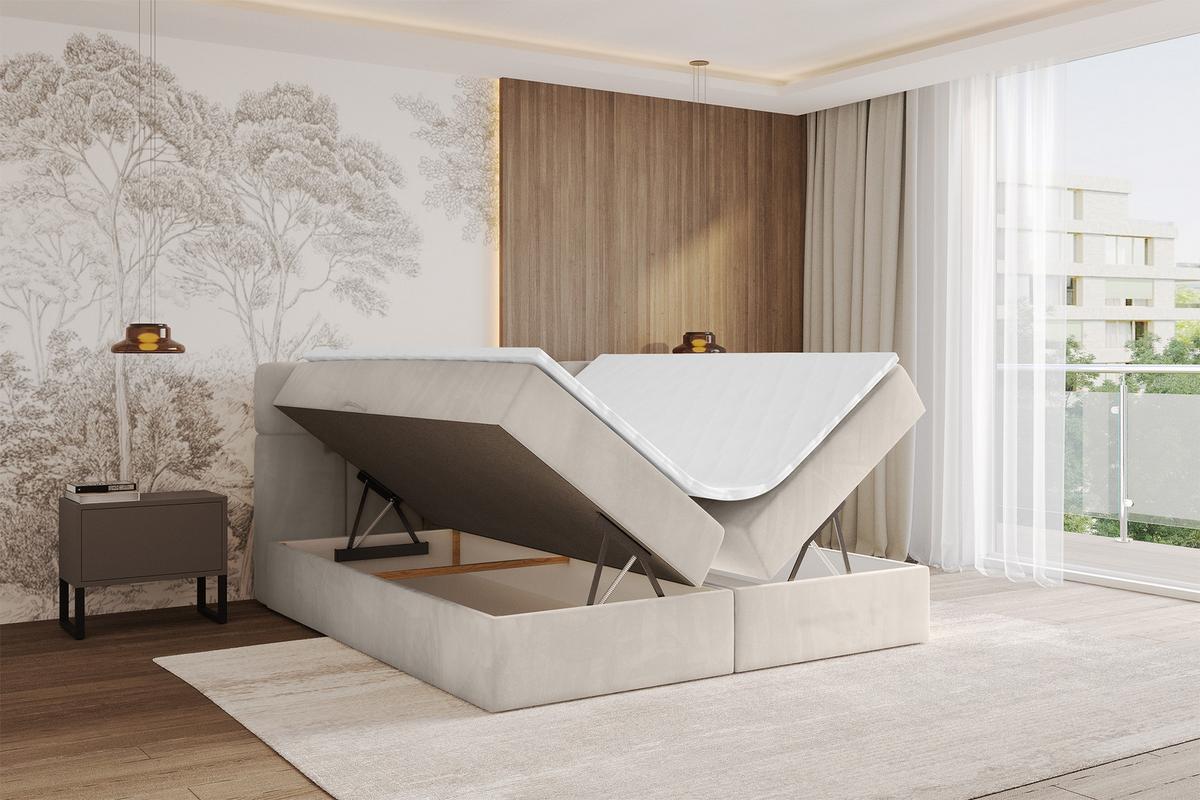 BOXBETT mit Matratze H4 - FAMA - 120x200 cm Beige Casablanca - Beige, Holzwerkstoff (120/200cm) - ALTDECOR
