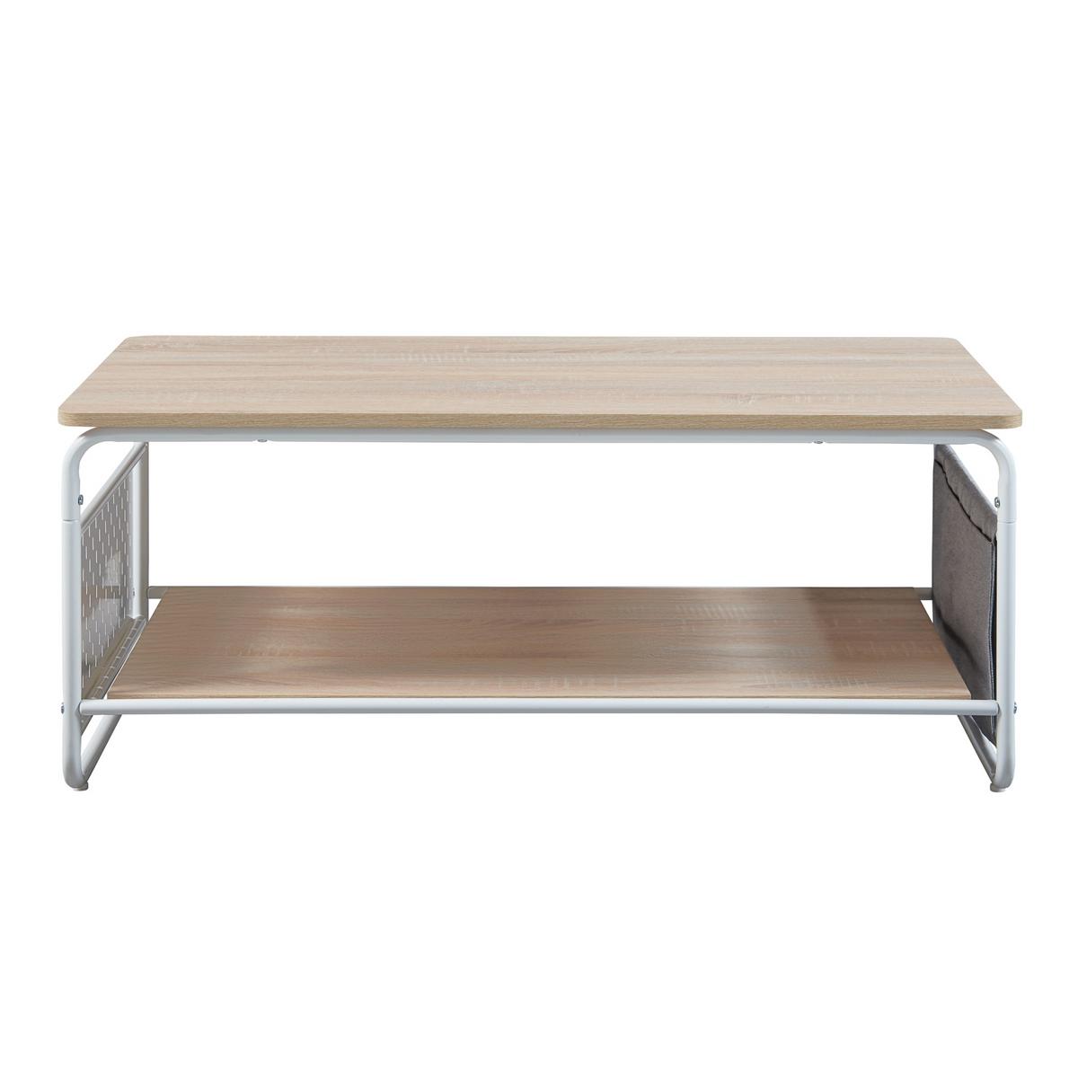 COUCHTISCH Dyrøy 100/50/43 cm - Eichefarben/Weiß, Metall (50/100/43cm) - [en.casa]
