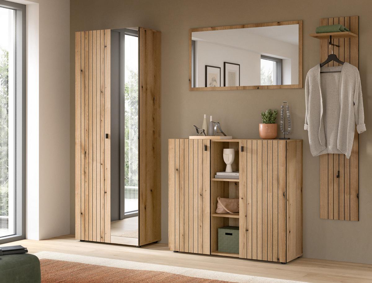 GARDEROBENPANEEL Evoke Eiche 31 x 160 cm, Wandgarderobe mit Kleiderstange - Eiche Artisan, Glas/Holzwerkstoff (31/160/27cm) - Inn.Furn