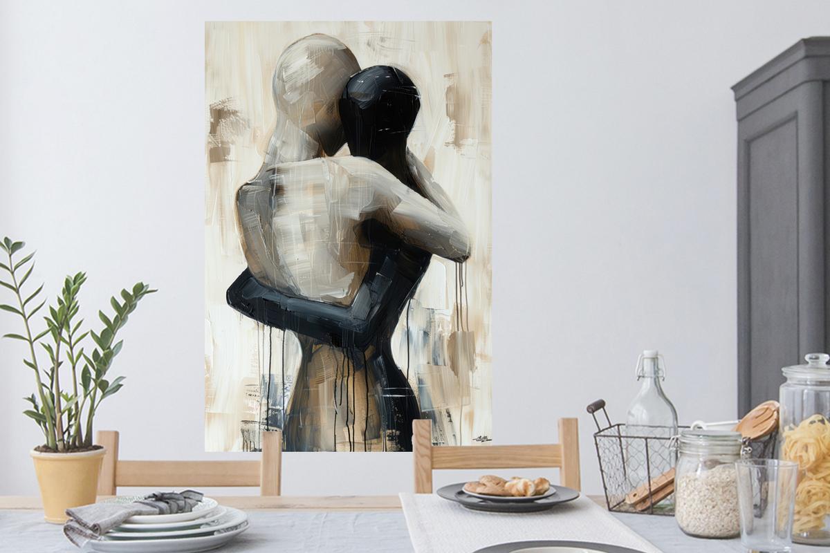 WANDTATTOO Abstrakt - Liebe - Schwarz und weiß - Modern Wandaufkleber 80x120 cm - Schwarz, Kunststoff (80/120/0.1cm) - MuchoWow