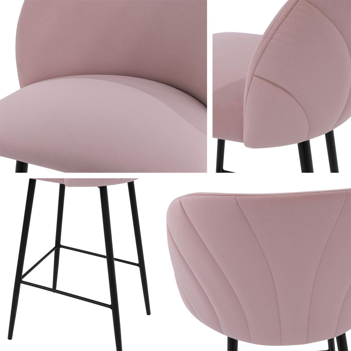 BARHOCKER K99 H - Schwarz/Rosa, Holzwerkstoff/Textil (51/105/51cm) - MIRJAN24