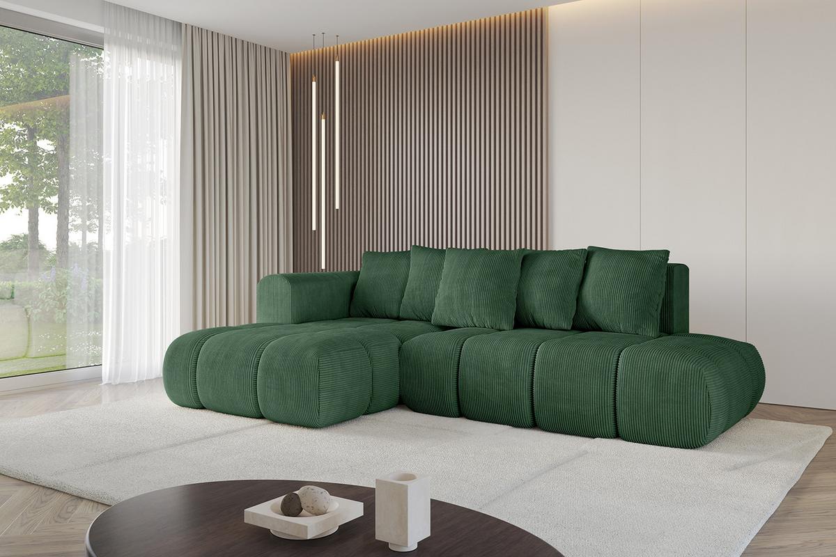 ECKSOFA Ottomane Links CLOUD-L-v1 280x185x90 Grün Cord - Grün, Holzwerkstoff/Kunststoff (180/289cm) - ALTDECOR