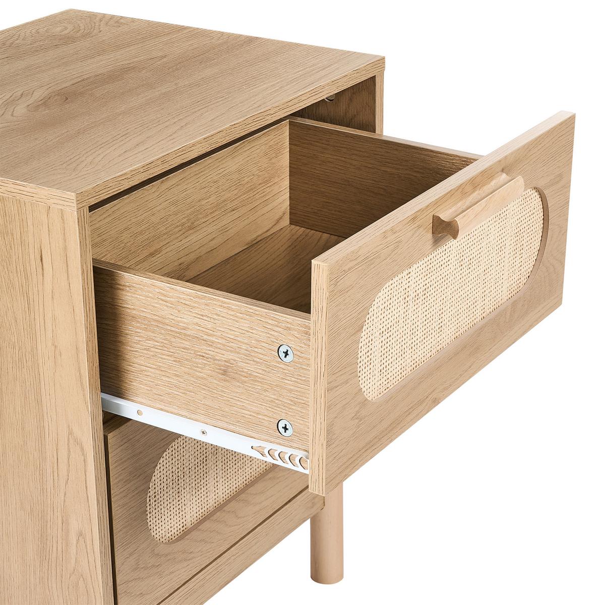 NACHTTISCH mit 2 Schubladen Hellbraun Costello - Hellbraun, Holzwerkstoff (40/48/59cm) - Beliani
