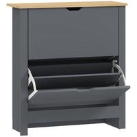 SCHUHSCHRANK Spanplatte Dunkelgrau - Dunkelgrau/Grau, Holzwerkstoff/Kunststoff (26/80/72cm) - HOMCOM