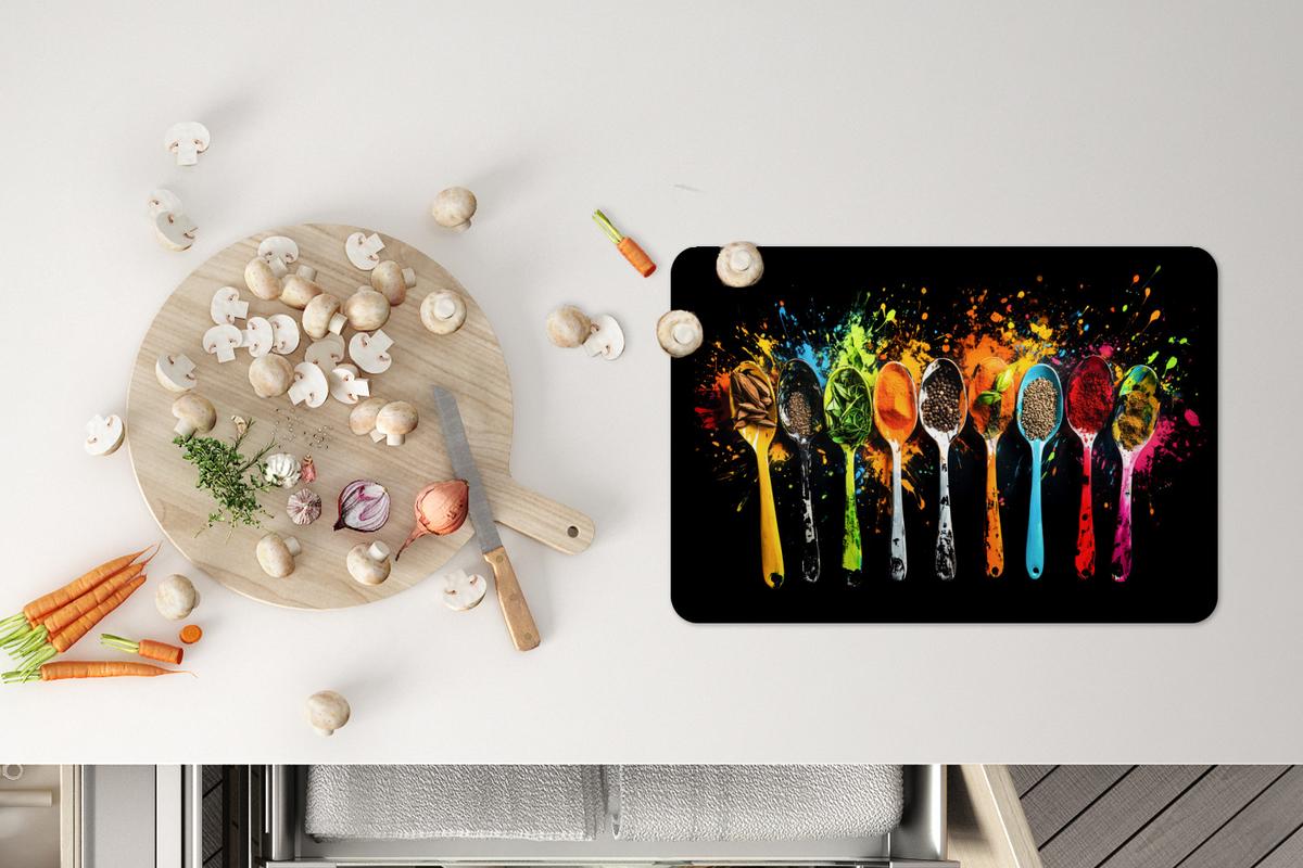 PLATZSETS 6er-Set Löffel - Gewürze - Modern - Graffiti - Farbe - Farbenfroh Telleruntersetzer 45x30 cm - Multicolor, Kunststoff (0.3/45/30cm) - MuchoWow