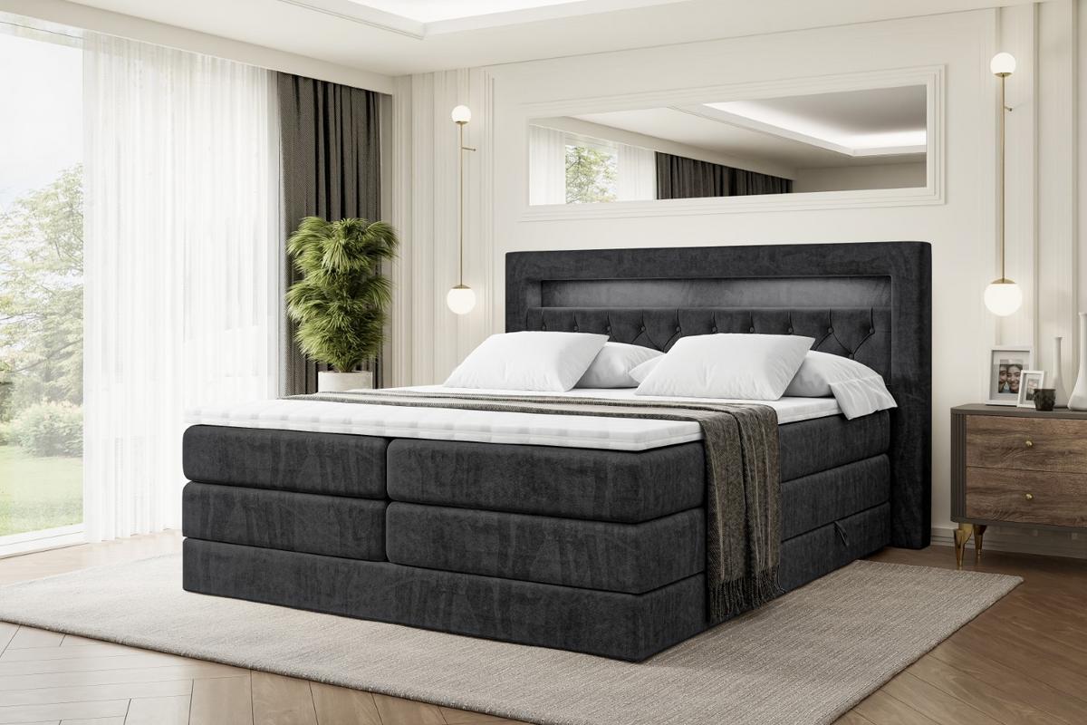 BOXSPRINGBETT NOEL GOLD KING - 180x200 - H3/H4 - Schwarz - Schwarz, Holzwerkstoff (180/200cm) - ALTDECOR