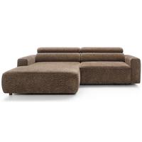 ECKSOFA Fando Hellbraun Chenille - Hellbraun/Schwarz, Kunststoff/Textil (252/182cm) - Selsey