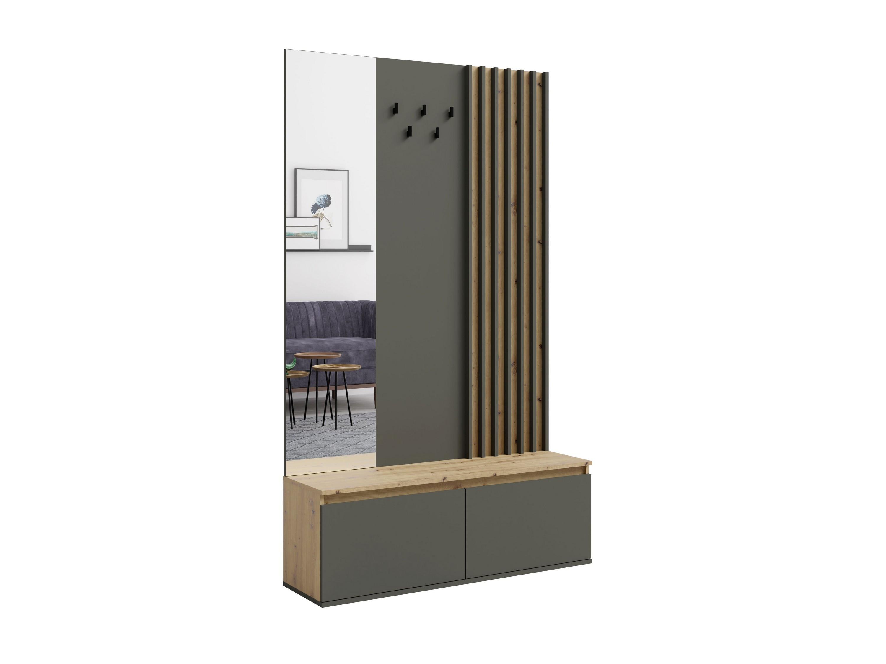 GARDEROBENSCHRANK ORTHOS 119,6/202,1/34 cm Modern Garderoben Eiche Artisan - Graphitfarben/Eiche Artisan, Holzwerkstoff (119.6/202.1/34cm) - MASSENO
