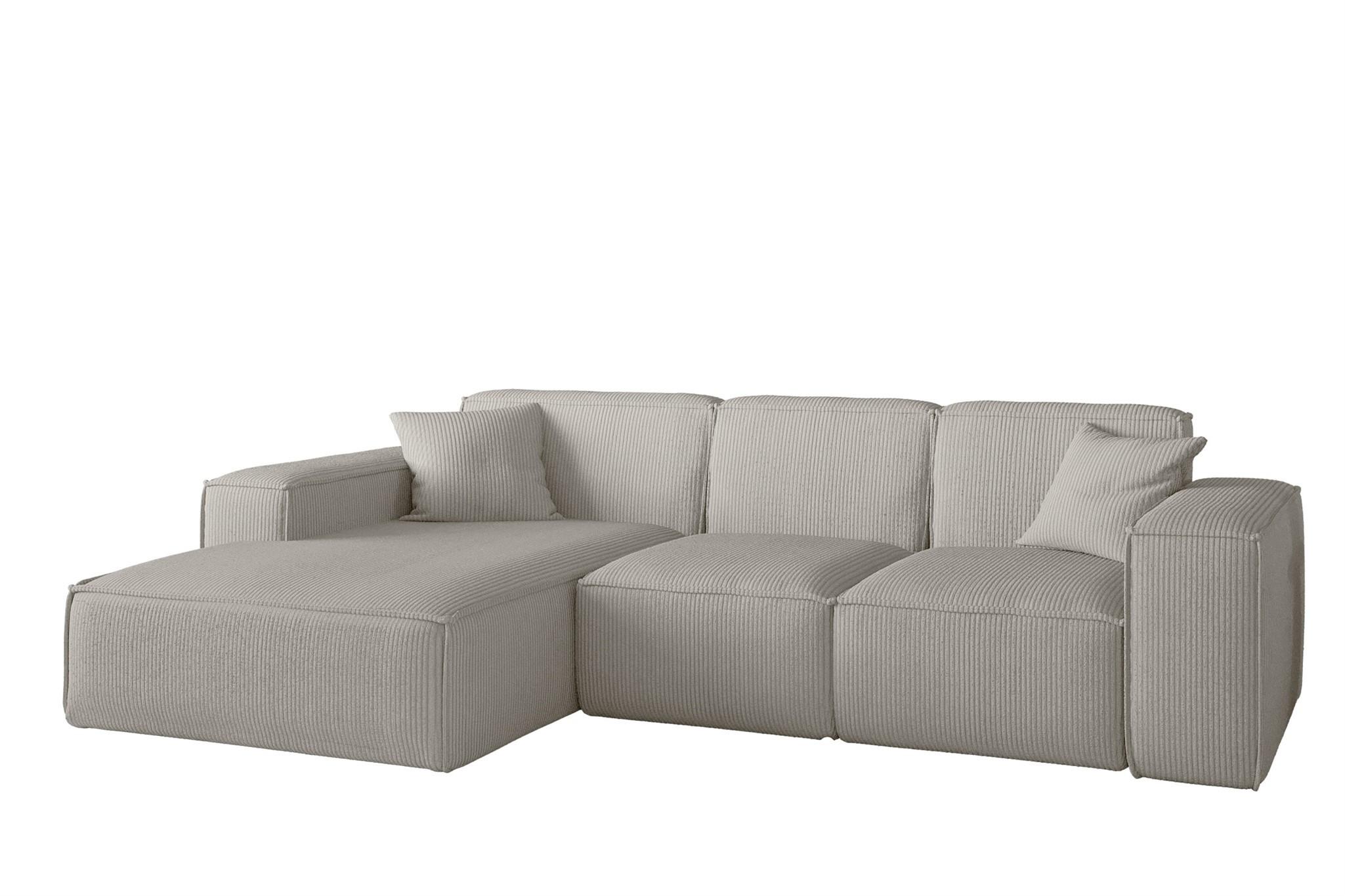 ECKSOFA Celes Premium Stoff Scala - Hellgrau, Holzwerkstoff/Textil (266/165cm) - Fun Möbel