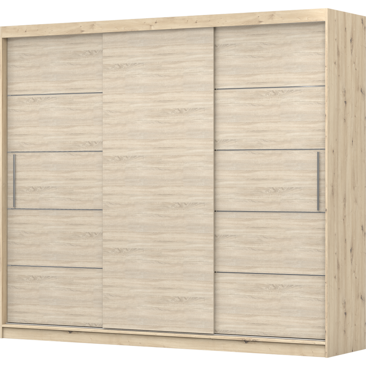 SCHWEBETÜRENSCHRANK ALBA ohne Spiegel Sonoma Eiche, mit LED Beleuchtung 250 cm - Sonoma Eiche, Holz (250/218/61cm) - imoebel24