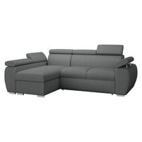 ECKSOFA Boston Mini Premium Cord 2RLC, Seite: Links LC+2R - Chromfarben/Grau, Holz/Textil (255/170cm) - MIRJAN24
