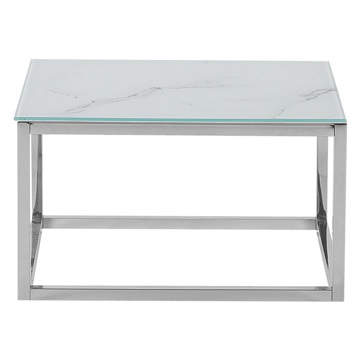 COUCHTISCH 2er-Set Quadratisch Weiß, Silber Brea - Weiß, Glas (60/60/45cm) - Beliani