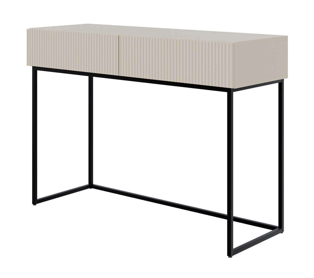 SCHMINKTISCH Veldio Graubeige mit schwarzen Beinen 110 cm - Taupe/Greige, Holzwerkstoff/Metall (110/79/40cm) - Selsey
