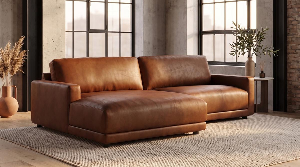ECKSOFA MARLIN Braun Lederfaserstoff - Schwarz/Braun, Leder/Kunststoff (262/168cm) - KAWOLA