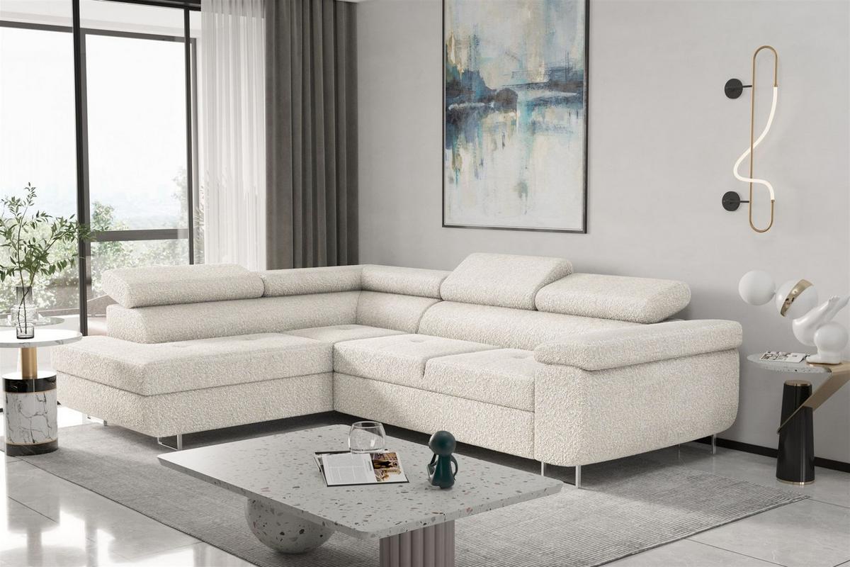 ECKSOFA Jade Mit Schlaffunktion - Beige, Holzwerkstoff/Textil (202/275cm) - Fun Möbel