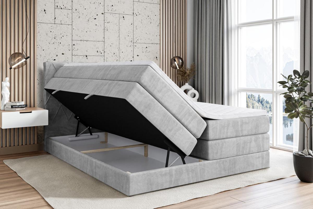 BOXSPRINGBETT LEPARO KING - 140 x 200 - H3/H4 - Hellgrau - Hellgrau, Holzwerkstoff (140/200cm) - ALTDECOR