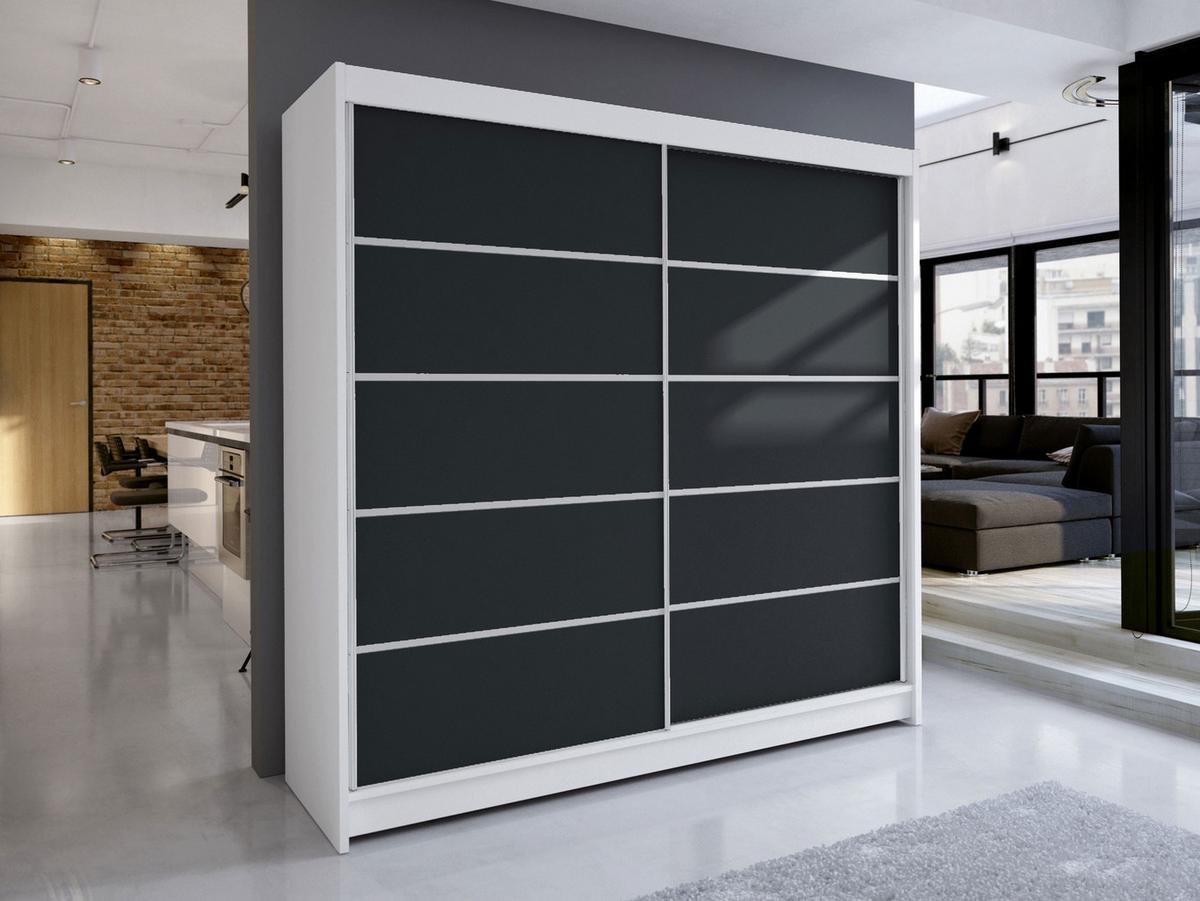 SCHWEBETÜRENSCHRANK Talin IV - Silberfarben/Multicolor, Holzwerkstoff/Metall (180/215/58cm) - MIRJAN24
