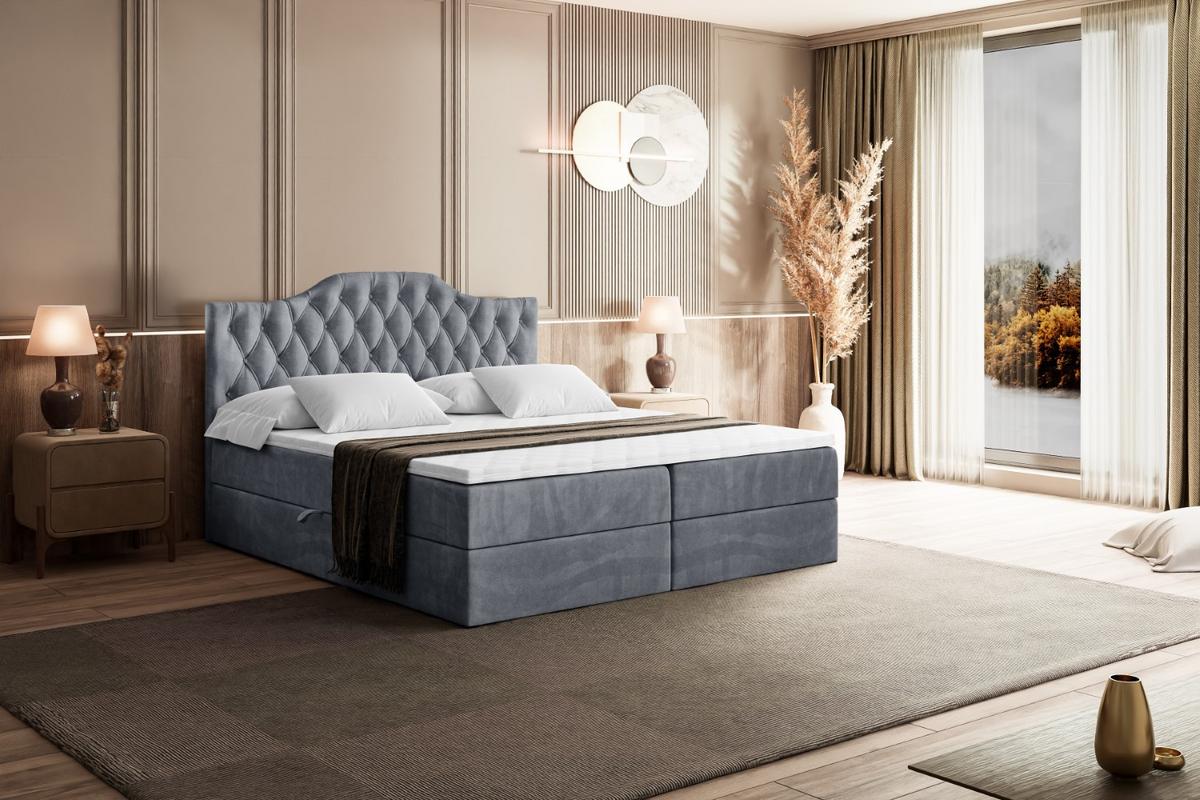 BOXBETT mit Matratze H4 und Lattenrost - VILA-1 - 140x200 cm - H4 - Grau - Grau, Holzwerkstoff (140/200cm) - ALTDECOR