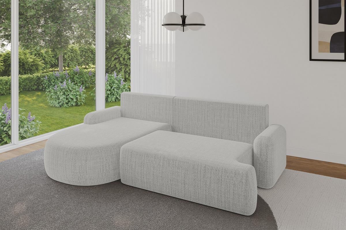 ECKSOFA mit Schlaffunktion und Bettkasten LIRA-L - 264x172x89 Hellgrau - Hellgrau, Holzwerkstoff/Textil (264/172cm) - ALTDECOR