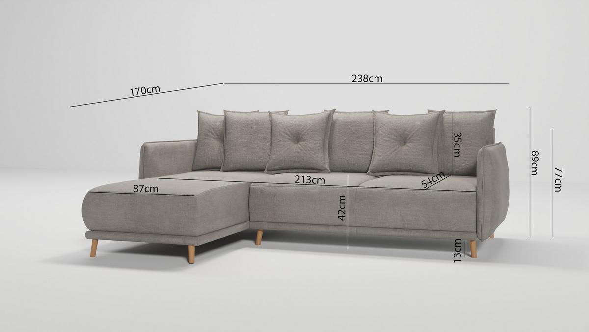 ECKSOFA Chroma Dunkelbeige Luxusmicrofaser - Beige/Braun, Holz/Textil (238/170cm) - S-Style