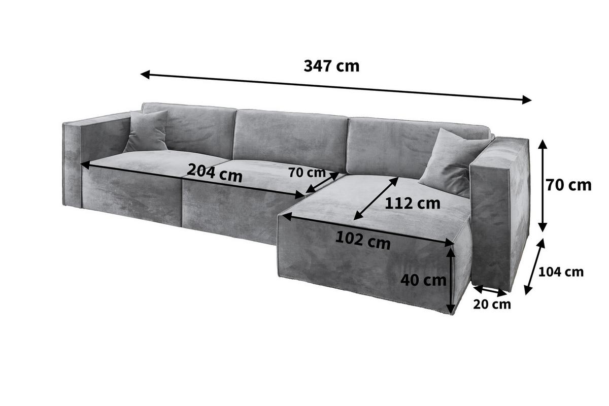 ECKSOFA TOLMO M Lila Velours-Stoff mit Schlaffunktion - Lila/Grau, Holz/Kunststoff (347/148cm) - MASSENO