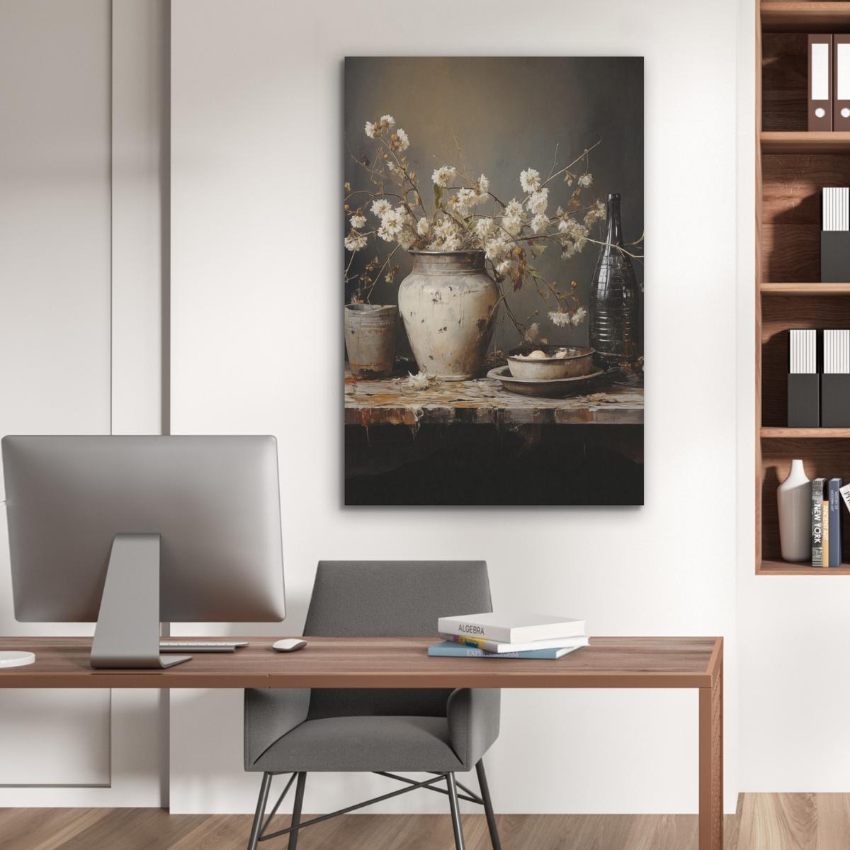 AKUSTIKBILD Stilleben - Blumen - Blumenstrauß - Vase - Wein Wanddeko 70x100 cm - Schwarz, Kunststoff (70/100/0.9cm) - MuchoWow