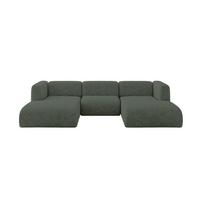 WOHNLANDSCHAFT MIRA-U1 317x179x70 Grün Velours - Schwarz/Grün, Holzwerkstoff/Kunststoff (317/70/179cm) - ALTDECOR