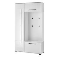 KOMPAKTGARDEROBE weiß Hochglanz 111 x 200 cm, Garderobe mit Soft-Close - Weiß Hochglanz/Schwarz, Holzwerkstoff/Kunststoff (111/200/37cm) - Furn.Design