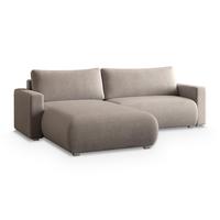 ECKSOFA TURIN P Beige Kordstoff mit Schlaffunktion - Beige/Grau, Holz/Kunststoff (265/183cm) - MASSENO