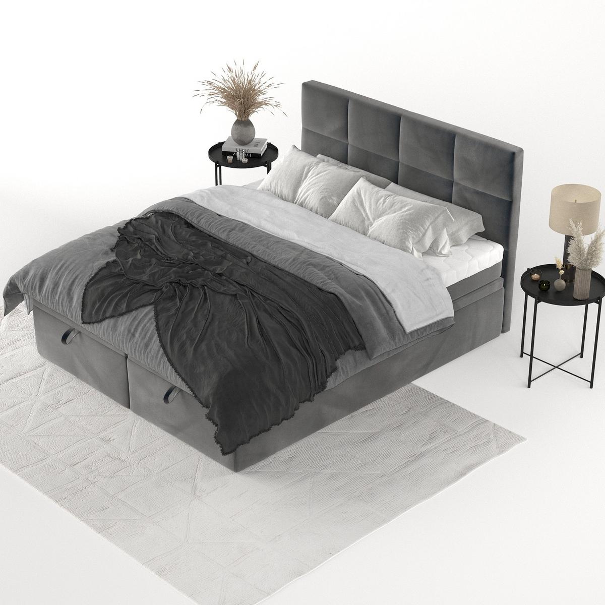 BOXBETT Tessa 160/200 cm Anthrazit im Paros Stoff - Anthrazit/Schwarz, Holz/Holzwerkstoff (160/200cm) - AltaBeds