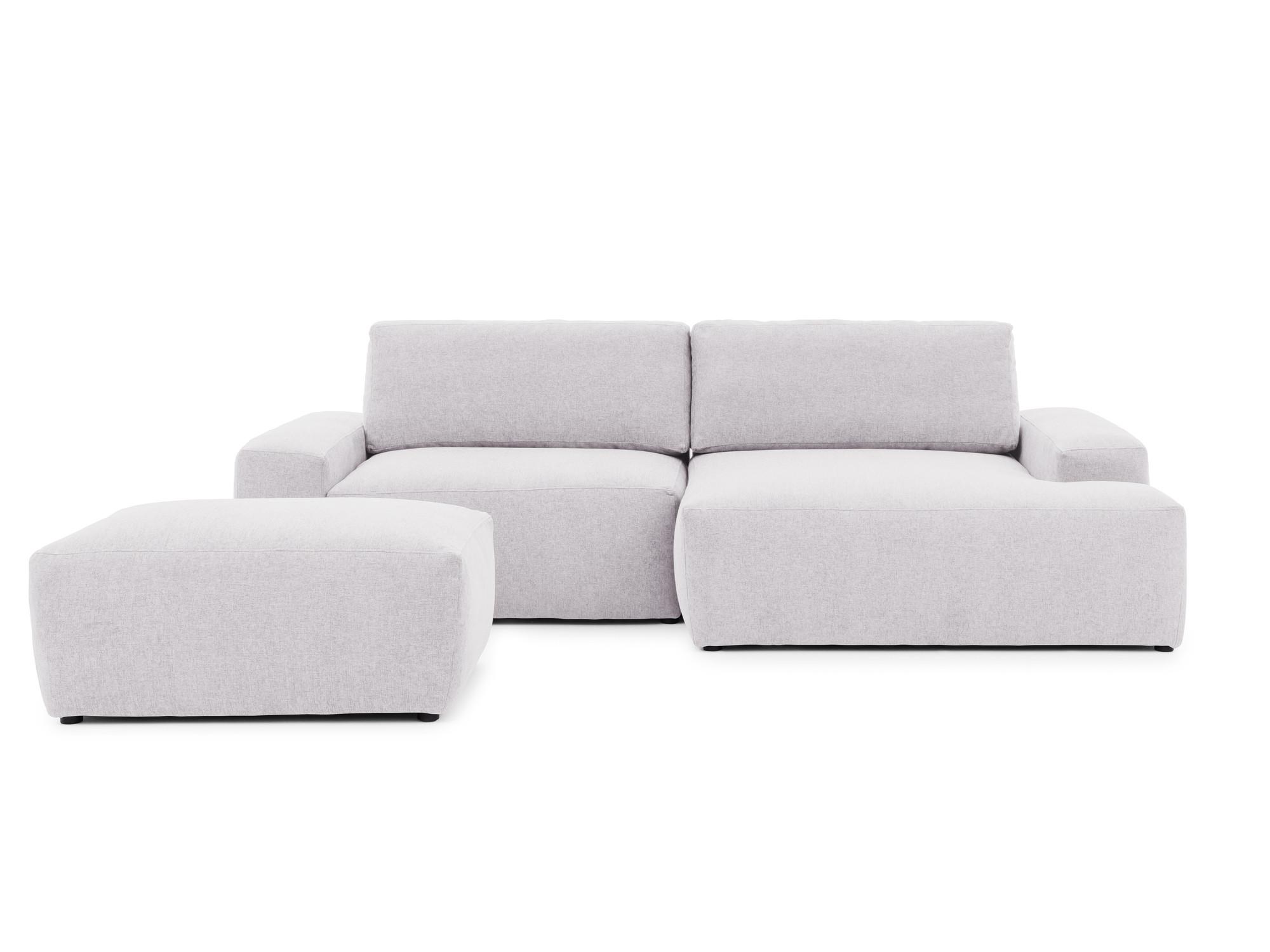 ECKSOFA inkl. Hocker Lennon aus Greige Strukturstoff mit Schlaffunktion und Bettkasten - Greige/Schwarz, Holz/Kunststoff (264/137cm) - S-Style